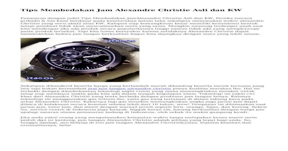 Cara cek jam alexandre christie asli atau palsu