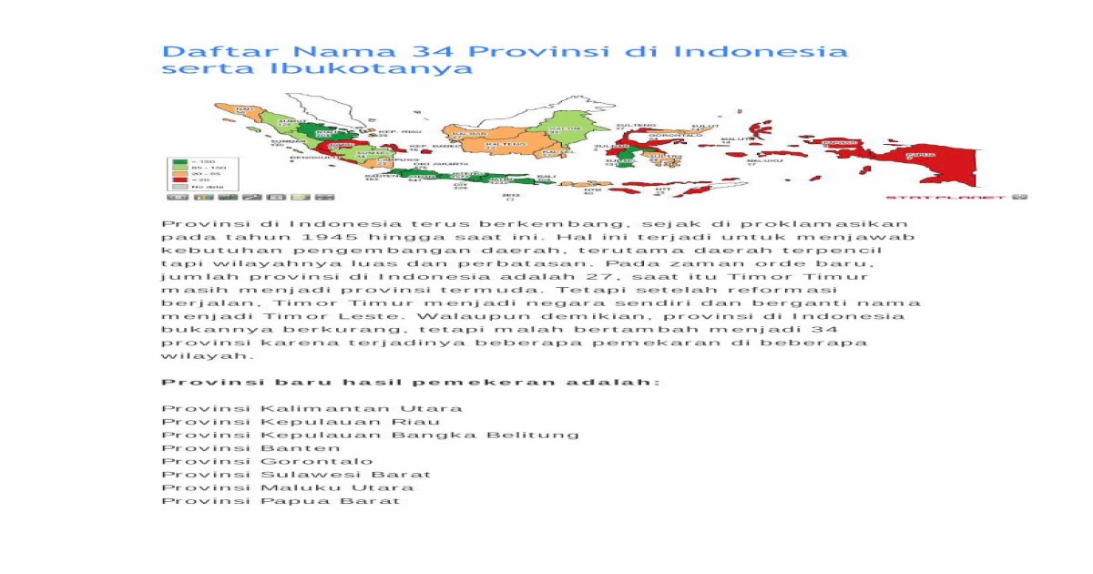 Daftar Nama 34 Provinsi Di Indonesia Serta Ibukotanya · Daftar Nama 34 Provinsi Di Indonesia