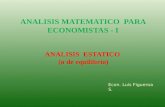 ANALISIS MATEMATICO PARA ECONOMISTAS - I ANALISIS ESTATICO (o de equilibrio) Econ. Luis Figueroa S.