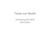 Texte zur Musik Vorlesung SS 2010 23.4.2010. Richard Strauss/Clemens Kraus: Capriccio (1942) OLIVIER (der Dichter): Prima le parole – dopo la musica!