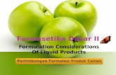 Formulation Considerations of Liquid Products