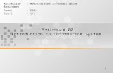 1 Pertemuan 02 Introduction to Information System Matakuliah: M0084/Sistem Informasi dalam Manajemen Tahun: 2005 Versi: 1/1