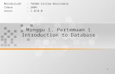 1 Minggu 1, Pertemuan 1 Introduction to Database Matakuliah: T0206-Sistem Basisdata Tahun: 2005 Versi: 1.0/0.0