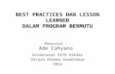 BEST PRACTICES DAN LESSON LEARNED DALAM  PROGRAM  BERMUTU