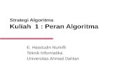 Strategi Algoritma Kuliah  1 : Peran Algoritma