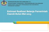 Estimasi Realisasi Belanja Pemerintah  Daerah  Bulan Mei 2013