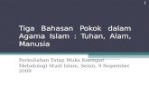 Tiga Bahasan Pokok dalam Agama Islam : Tuhan, Alam, Manusia