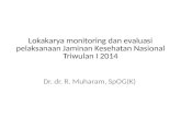 Lokakarya  monitoring  dan evaluasi pelaksanaan Jaminan Kesehatan Nasional Triwulan  I 2014
