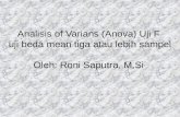 Analisis of Varians (Anova) Uji F  uji beda mean tiga atau lebih  sampel Oleh: Roni Saputra, M.Si