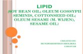 LIPID ( SOY BEAN OIL; OLEUM GOSSYPII SEMINIS, COTTONSEED OIL; OLEUM SESAMI (M. WIJEN), SESAME OIL)