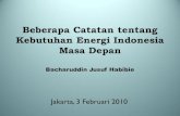 Beberapa Catatan tentang Kebutuhan Energi Indonesia · PDF file• Hasil optimasi dari beberapa skenario ... Tanpa upaya penurunan emisi = 477 ... menambah pula lepasan berbagai jenis