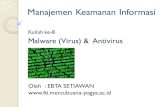 Kuliah ke-8 Malware (Virus) & Antivirusebook.repo.mercubuana-yogya.ac.id/Kuliah/materi_20131_doc/09... · Virus menginfeksi file executable Windows 95,98 dan ME dan ... install/jalankan