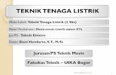 TEKNIK TENAGA LISTRIK - · PDF fileTEKNIK TENAGA LISTRIK Mata kuliah: TeknikTenaga Listrik (2 Sks) ... Transmisi : SUTET 500 kV, SUTT 150 kV, SKTT 150 kV, SUTT 70 kV. Klasifikasi Mesin