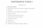 MATEMATIK FISIKA I -   · PDF fileFISIKA MATEMATIK II 1. Pendahuluan 2. Deret Faurier 3. Persamaan diferensial biasa 4. Transformasi Fourier 5. Transformasi Laplace untuk solusi