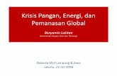 Krisis Pangan, Energi, dan Pemanasan Global · PDF file• Target 2025: kontribusi BBN (biofuel) mencapai 5%, geothermal 5%, batubara cair 2%, dan energi non-fosil lainnya 5%.