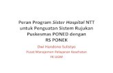 PeranProgram Sister Hospital NTT dengan RS PONEK · PDF filepelatihan dan pembudayaan teknis kerja dalam ... 1.Tersedianya penyediaan layanan kli iklinis PONEK 24 jam di RSUD tempat