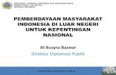 PEMBERDAYAAN MASYARAKAT INDONESIA DI LUAR  · PDF fileDIREKTORAT DIPLOMASI PUBLIK PEMBERDAYAAN MASYARAKAT INDONESIA DI LUAR NEGERI UNTUK KEPENTINGAN NASIONAL Al