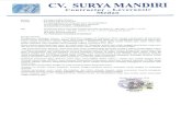 CV. SURYA MANDIRI - ptpn3.co.id · PDF file(Enam puluh) hari kalender terhitung mulai tanggal Surat Perintah Mulai Kerja (SPMK) dan menjamin didalam masa pemeliharaan 75 (Tujuh puluh