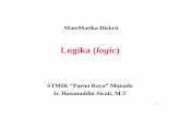Matematika diskrit (logika) · PDF fileLogika • Logika merupakan dasar dari semua penalaran (reasoning ). • Penalaran didasarkan pada hubungan antara pernyataan (statements ).