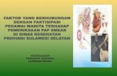 FAKTOR YANG BERHUBUNGAN DENGAN · PDF filekanker serviks jumlah penderita kanker serviks masih tinggi Indonesia Pap Smear ... •Dinkes: melakukan penyuluhan tentang Pap smear, termasuk