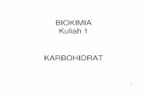 BIOKIMIA Kuliah 1 KARBOHIDRAT - USU · PDF fileBIOKIMIA Kuliah 1 1 KARBOHIDRAT. Karbohidrat • Karbohidrat adalah biomolekul yang paling banyak terdapat di alam. • Setiap tahunnya