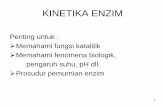 KINETIKA ENZIM - mhanafi123.files.wordpress.com · 2 Pengukuran aktivitas enzim: Berdasar pada aktivitasnya. 1 IU, micromol P/menit Pada enzim tertentu : 1 IU, perobahan kepekatan