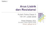 Arus Listrik dan Resistansi - setiawan.synthasite.comsetiawan.synthasite.com/resources/05-Arus-dan-Hambatan.pdf · Resistivitas adalah hambatan yang merupakan ... Tabel 1. Resistivitas