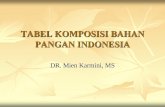 TABEL KOMPOSISI BAHAN PANGAN INDONESIA - … Mien Karmini - DKBM.pdfTim melakukan 10 x Pertemuan : 4 x 8 ; 2 x 5 ; 4 x 4 Pertemuan dilakukan untuk Menentukan kesepakatan kerja Mengumpulkan