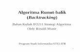 Algoritma Runut-balik (Backtracking)informatika.stei.itb.ac.id/.../Algoritma-Runut-balik-(2018).pdf · Backtacking sebagai sebuah metode pemecahan masalah yang mangkus • Algoritma