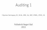 Auditing 1 - Nyoman Darmayasa I.pdf · Satuan Acara Pengajaran (SAP) Chapter Materi Meeting I Pemeriksaan Akuntansi (Auditing) dan Profesi Akuntan Publik 3 Pertemuan II Etika Profesional