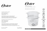 food steamer olla para cocinar a vapor - oster.com · olla para cocinar a vapor User Guide/ Guía del Usuario: For product questions contact: Jarden Consumer Service ... 2 Most fish
