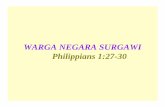 WARGA NEGARA SURGAWI Philippians 1:27-30rajawali.s3.amazonaws.com/khotbah/WargaNegaraSurgawi.pdf · berpadanan dengan Injil Kristus (Flp 1:27a) Hendaklah engkau hidup sebagaimana
