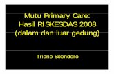 Mt Pi CMutu Primary Care: Hasil RISKESDAS 2008Hasil ... · Tekanan darah Penimbangan BB Tablet besi1 Tinggi fundus Imunisasi TT Pengukuran TB Pemeriksaan urine Pemeriksaan Hb. Frekuensi