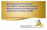 Harmonisasi Peraturan Per-UUan Jaminan Pensiun … 13-11-2013/Usulan MARTABAT... · Jamsostek (Persero) berubah menjadi BPJS Ketenagakerjaan PT. Jamsostek (Persero) bubar tanpa likuidasi.