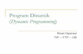 Program Dinamik Dynamic Programming · Pendahuluan (2) Pemrograman dinamik merupakan teknik matematis yang dapat berguna untuk ... Contoh Program Dinamik (2) Model Matatematika Masalah