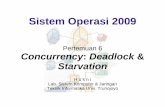 Sistem Operasi 2009 - Komputasi · Sistem Operasi 2009. 2 ... –Definisikan suatu pengurutan linier dari jenis-jenis sumber daya. 21 Penghindaran (Avoidance) Deadlock • Suatu keputusan