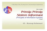 IKI-10400 Prinsip Prinsip Sistem Informasiocw.ui.ac.id/.../PPSI02-Konsep_Informasi.pdfOPesan disampaikan dalam bentuk tanda22, isyarat atau simbol22 dengan melalui media OMaksud dan