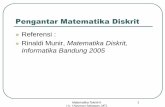 Referensi : Rinaldi Munir, Matematika Diskrit, Informatika ... · Bagian matematika yang mengkaji objek-objek diskrit ... Q = himpunan bilangan rasional • R = himpunan bilangan