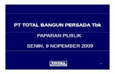 PT TOTAL BANGUN PERSADA Tbk · tercatat dalam Asosiasi Kontraktor Indonesia •Harga premium memberikan nilai lebih ... dll), Administrasi (Asuransi, Bank Garansi, dll.) 3. Pergerakan