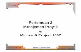 Pertemuan 2 Manajemen Proyek Microsoft Project 2007 · Pertemuan 2 Manajemen Proyek & ... • Pengelolaan proyek meliputi kegiatan sesuai dengan knowledge area. ... • Definisi Ruang