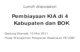 Pembiayaan KIA di 4 Kabupaten dan BOKkebijakankesehatanindonesia.net/sites/default/files/file/2011...Lunch discussion Pembiayaan KIA di 4 Kabupaten dan BOK Gedung Granadi, 10 Mei 2011.