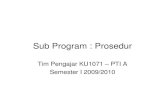 Sub Program : Prosedur · namanya “seakan-akan” teks yang tersimpan di tempat ... (* deretan instruksi pemberian harga, input, output, analisis kasus, pengulangan atau prosedur