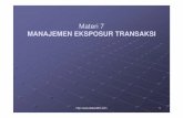 Materi 7 Manajemen-Eksposur-Transaksi.ppt · Manajemen eksposur transaksi dapat dilakukan dengan lindung nilai, yaitu dengan menggunakan kontrak2 keuangan maupun teknik2 operasional.