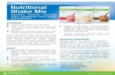 FORMULA 1 Nutritional Shake Mix - myHerbalife.com Shake Mix KELEBIHAN FAKTA ANJURAN PEMAKAIAN FORMULA 1 Tersedia dalam 3 (tiga) rasa yang lezat. Terdiri dari Protein Kedelai dan serat