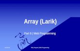 Array (Larik) - rollyyp.files.wordpress.com file• Buatlah array untuk menampilkan biodata mahasiswa, minimal 5 orang mahasiswa. • Buatlah array yang berisi nama-nama teman kelas