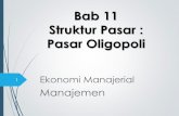 Bab 11 Struktur Pasar : Pasar Oligopolisri_rahayups.staff.gunadarma.ac.id/Downloads/files/52996/... · (Persaingan Non Harga) 3. Sumber Terjadinya Oligopoli 1. ... Kepemimpinan Harga: