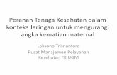 Peranan Tenaga Kesehatan dalam konteks Jaringan untuk ... filePeranan Tenaga Kesehatan dalam konteks Jaringan untuk mengurangi angka kematian maternal Laksono Trisnantoro Pusat Manajemen