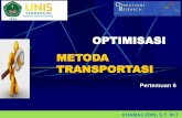 OPTIMISASI METODA TRANSPORTASI - khamaludin.comkhamaludin.com/wp-content/uploads/2018/03/Pertemuan-6a-OPTIMISASI.pdfMetode transportasi juga dapat digunakan untuk menyelesaikan masalah-masalah