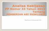 PP Nomor 33 Tahun 2012 - kebijakankesehatanindonesia.net filepenerapan pola pemberian makan terbaik untuk Bayi sejak lahir sampai anak berumur 2 (dua) tahun tersebut belum dilaksanakan