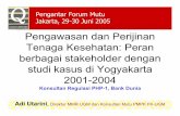 Pengantar Forum Mutu Jakarta, 29-30 Juni 2005mutupelayanankesehatan.net/images/Forum_Mutu/Tahun_2005/Pengawasan dan...Pengawasan dan Perijinan Tenaga Kesehatan: Peran berbagai stakeholder